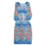 THOMI Womens Maxi Dress Blue 90s Floral Long Sleeve Long S