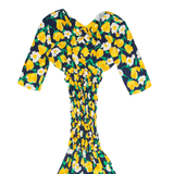 ANNA MARCHETTI Womens Bodycon Dress Yellow 90s Floral Midi S