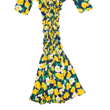 ANNA MARCHETTI Womens Bodycon Dress Yellow 90s Floral Midi S