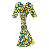 ANNA MARCHETTI Womens Bodycon Dress Yellow 90s Floral Midi S