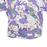 Womens Printed Blouse Purple V-Neck Floral XL
