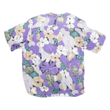 Womens Printed Blouse Purple V-Neck Floral XL