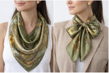 Anyyou Fashion Premium Satin Square Scarf – Army Green Silk-Feel Neckwrap for Women