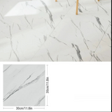 Anyhouz 10pcs White Vinyl Wall Tiles – Tile Grey Stain Marble Design, Waterproof