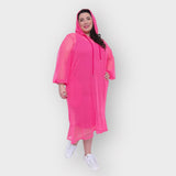 Aphrodite Hot Pink Holiday Resort Midi Dress With Hoodie -Inclusive Plus Size up to UK 22 / US 18