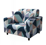Anyseat 4-Seater Sofa Cover – Blue White Geometric Style Slipcover for Living Room Chair Protection