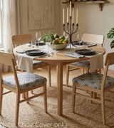 Anyseat Grey White Macro Knitted Design Print Chair Cover – Stretch Washable Removable Seat Cover for Dining & Kitchen