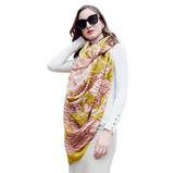 Anyyou 100% Merino Wool Yellow Pink Elegance Neck Silk Satin Large Winter Scarf Pashmina Shawl Bandana Perfect For Women Ladies Fashion Style