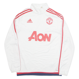 ADIDAS Manchester United FC Mens Sweatshirt White 1/4 Zip S