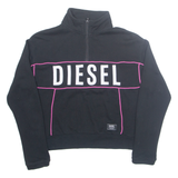 DIESEL Cropped Womens Sweatshirt Black 1/4 Zip XS