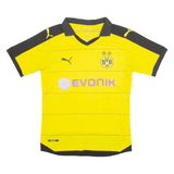 PUMA DORTMUND Mens Football Shirt Jersey Yellow Collared S