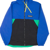 TIMBERLAND Mens Rain Jacket Blue Hooded Colourblock M