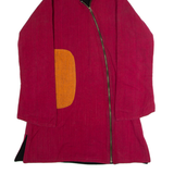 MACHA Womens Coat Red Hooded Patchwork L