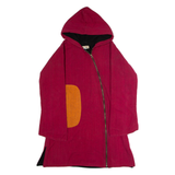 MACHA Womens Coat Red Hooded Patchwork L