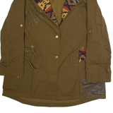 DESIGUAL Womens Overcoat Coat Green Geometric UK 10