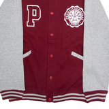 PARIS Mens Varsity Jacket Maroon Jersey Colourblock S