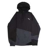 PUMA Mens Pullover Jacket Black Hooded Colourblock XL