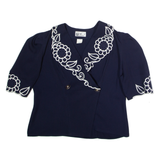 DELIRE Womens Blazer Jacket Blue Floral UK 18