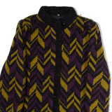 Womens Overcoat Coat Purple Knit Wool Chevron S