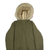 CALVIN KLEIN JEANS Faux Fur Lined Womens Parka Coat Green Hooded M