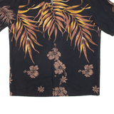 WINNIE FASHION Mens Hawaiian Shirt Black Floral L