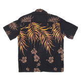 WINNIE FASHION Mens Hawaiian Shirt Black Floral L