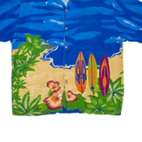 WINGO Mens Hawaiian Shirt Blue Floral L