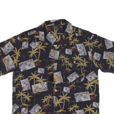 WFF Mens Hawaiian Shirt Black Floral M