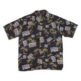 WFF Mens Hawaiian Shirt Black Floral M