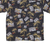 WFF Mens Hawaiian Shirt Black Floral M