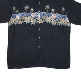 PIERRE CARDIN Mens Hawaiian Shirt Black Floral XL