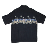 PIERRE CARDIN Mens Hawaiian Shirt Black Floral XL