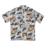 PIERRE CARDIN Mens Hawaiian Shirt Blue Floral L