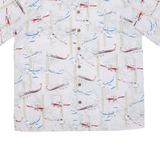 DAVID CAREY Planes Mens Hawaiian Shirt White Floral XL