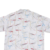 DAVID CAREY Planes Mens Hawaiian Shirt White Floral XL