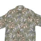 PIERRE CARDIN Mens Hawaiian Shirt Green Floral L