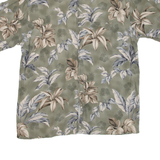 PIERRE CARDIN Mens Hawaiian Shirt Green Floral L