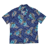 HAWAII BLUES Mens Hawaiian Shirt Blue Floral L