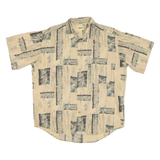 INTERMEZZO Mens Hawaiian Shirt Beige Crazy Pattern L
