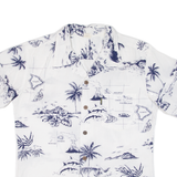 Mens Hawaiian Shirt White Floral S