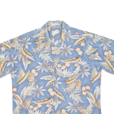 PIERRE CARDIN Mens Hawaiian Shirt Blue Floral L
