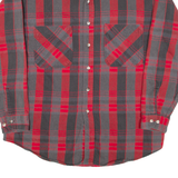 Mens Flannel Shirt Red Check Long Sleeve XL