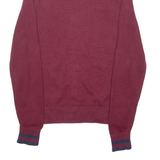 TOMMY HILFIGER Mens Jumper Maroon Argyle High Neck Tight Knit M