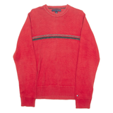 TOMMY HILFIGER Mens Jumper Red Tight Knit S