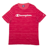 CHAMPION Striped Mens T-Shirt Red L