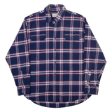 JACHS Mens Flannel Shirt Blue Check Long Sleeve L