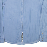 TOMMY HILFIGER Womens Plain Shirt Blue Long Sleeve XS