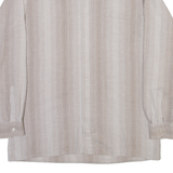 MARC THOMBARD Full Zip Mens Shirt Beige Striped Long Sleeve M