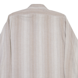 MARC THOMBARD Full Zip Mens Shirt Beige Striped Long Sleeve M