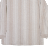 MARC THOMBARD Full Zip Mens Shirt Beige Striped Long Sleeve M
